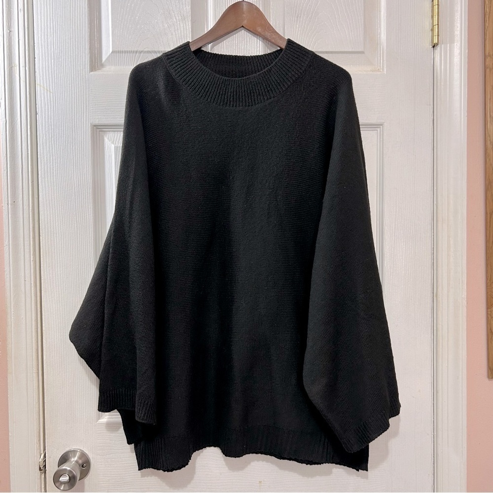 SHEIN Curve Women's Sweater Bat Wing Drop Sleeve Black Size 2XL